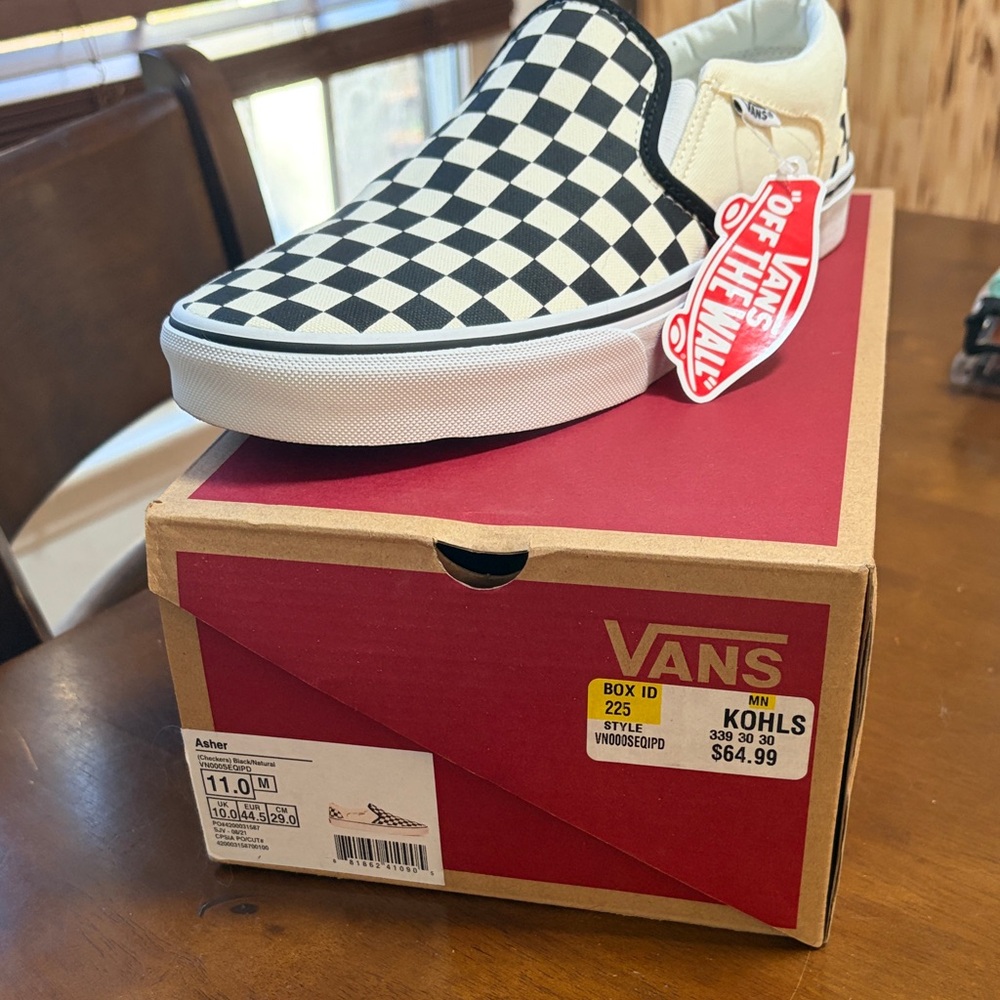 Vans Black and White Checkerboard Slip-Ons